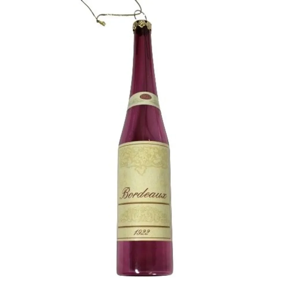 Old World Red Wine Bottle 1922 Bordeaux Glass Christmas Holiday Ornament SCF 6